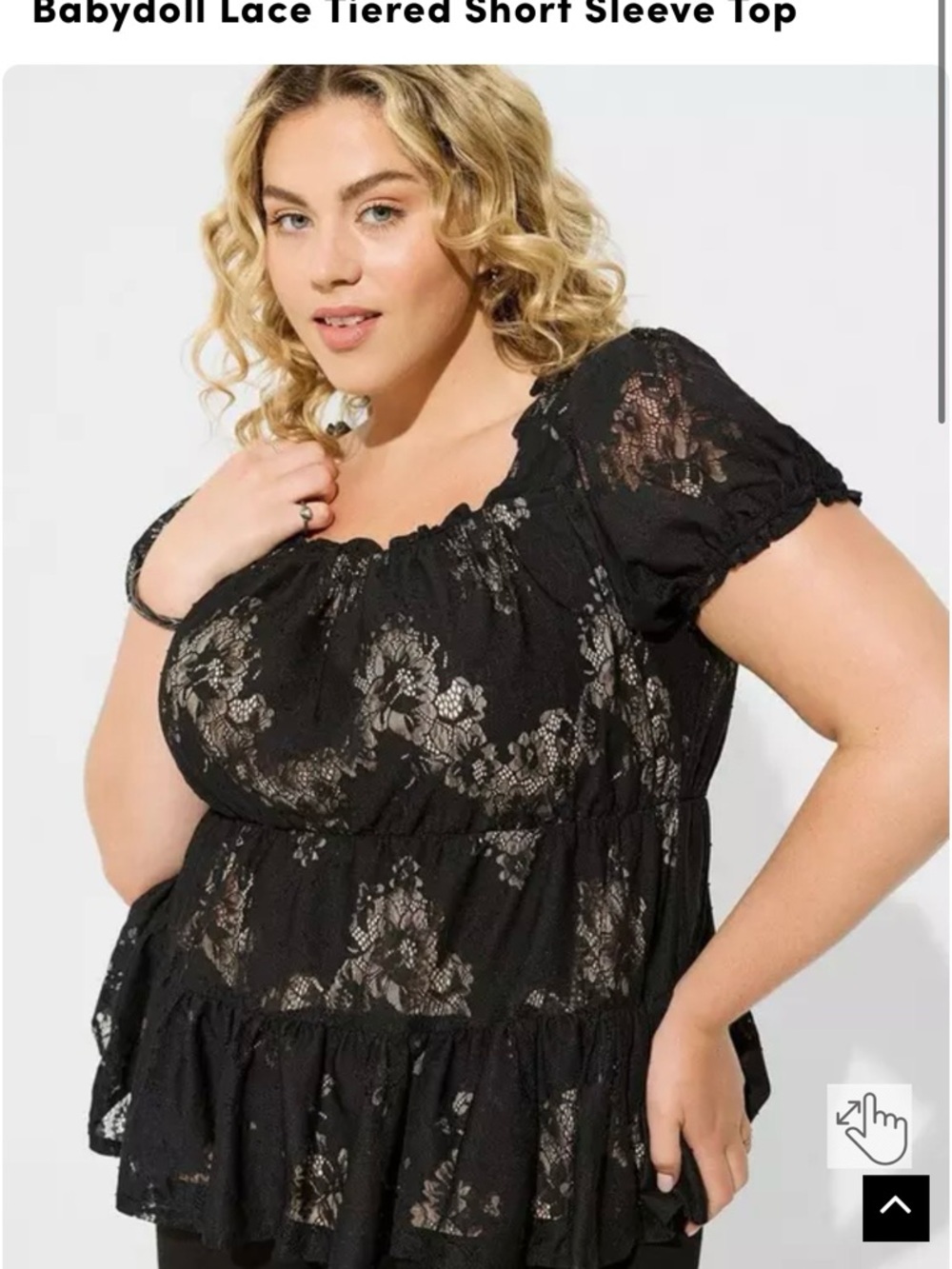 Torrid Black Babydoll Lace Tiered Short Sleeve Top - Women's